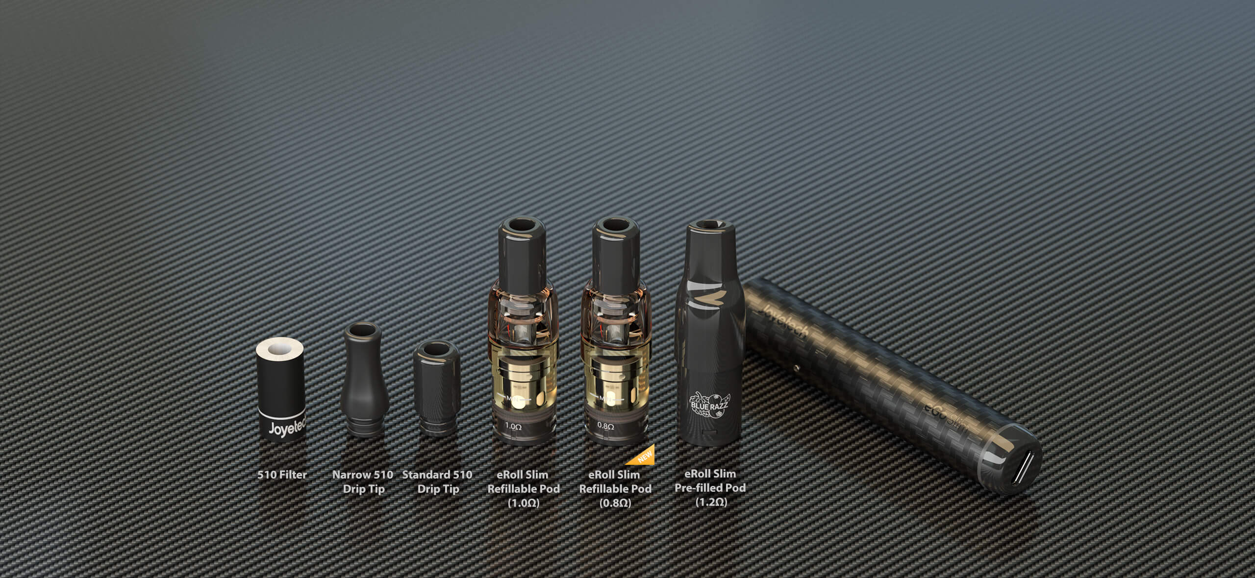 The eGo Slim is fully compatible with all eRoll Slim Pods, allowing you to freely choose from different resistance and drip tips to meet your various needs.