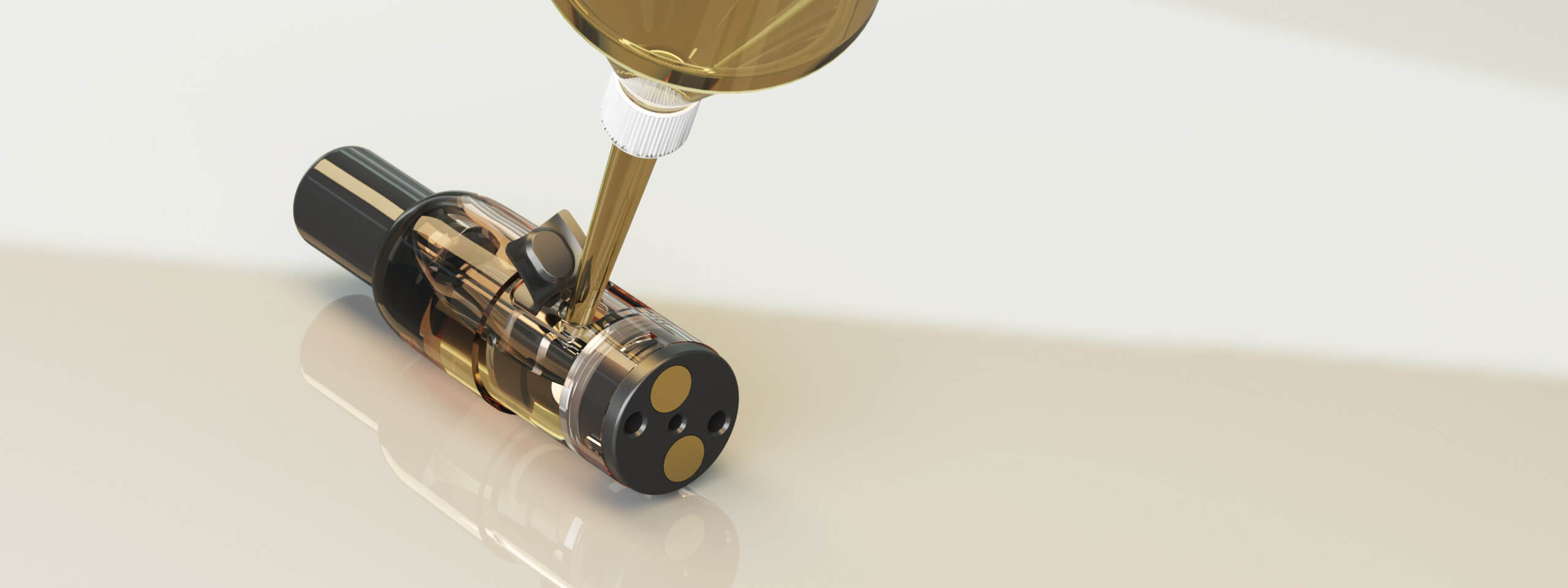 Simply open the filling plug on the side to refill the pod.