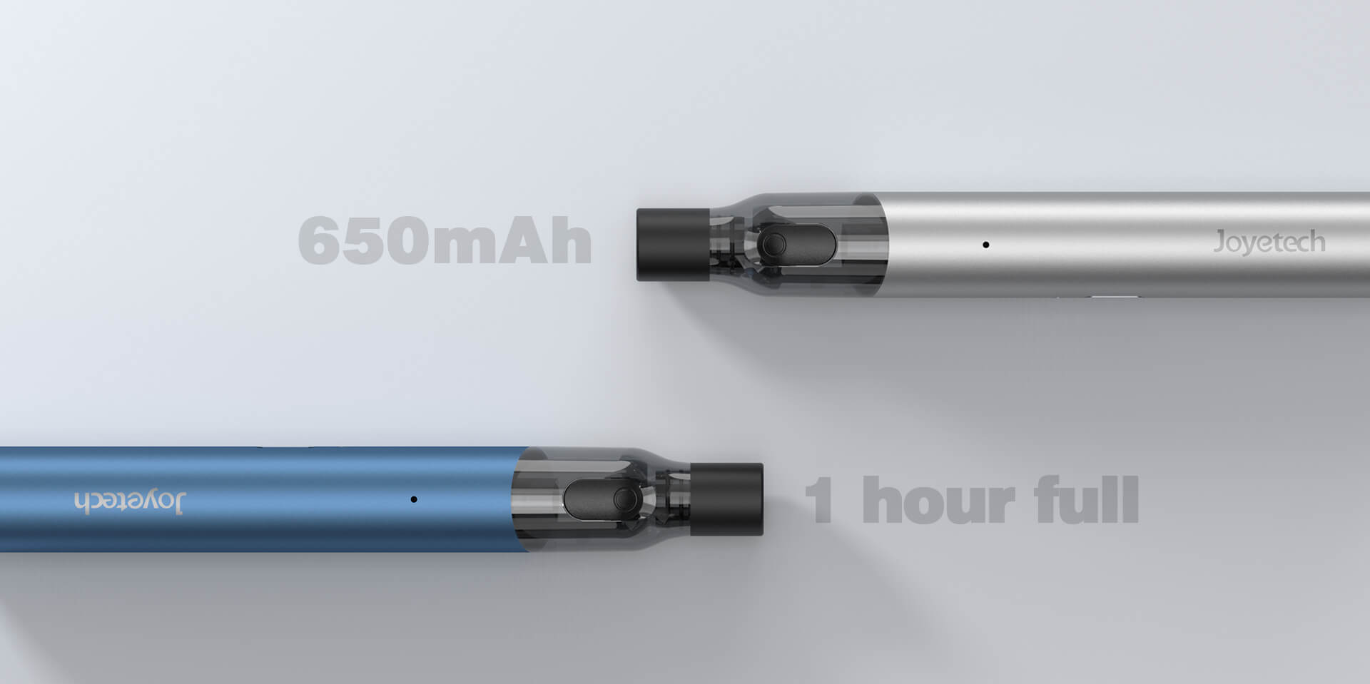 A 650mAh battery takes only 1h to be fully charged.