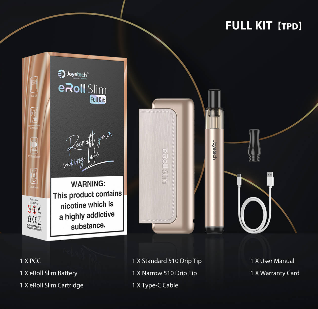 Kit Eroll Slim Joyetech, Kit Pod Joyetech, Kit Cigarette Electronique Eroll  Slim - Taklope